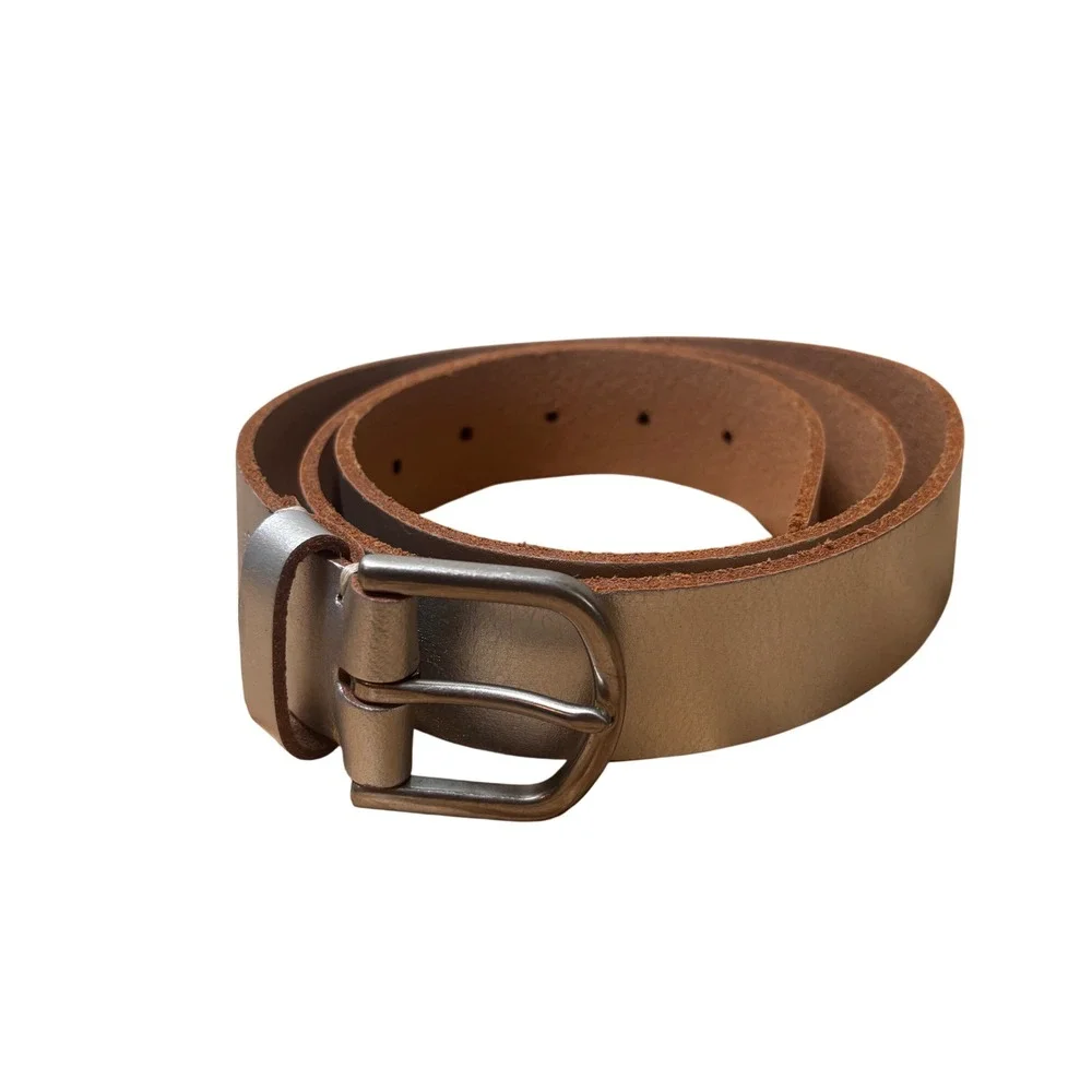 Fossil Womens Belt Sz L Silver Leather Metallic 43